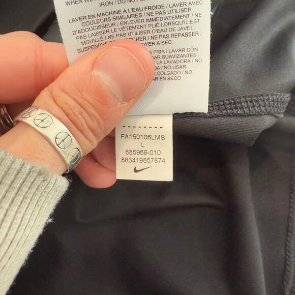 Nike Pro Dri Fit Black Neon Yellow Zip Pullover Long Sleeve Mesh Women's Large - Picture 9 of 9